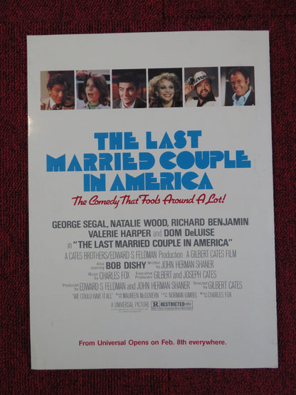 THE LAST MARRIED COUPLE IN AMERICA PRESSKIT COVER UNIVERSAL GEORGE SEGAL 1980