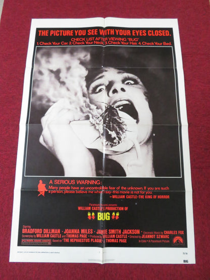 BUG FOLDED US ONE SHEET POSTER BRADFORD DILLMAN JOANNA MILES 1975