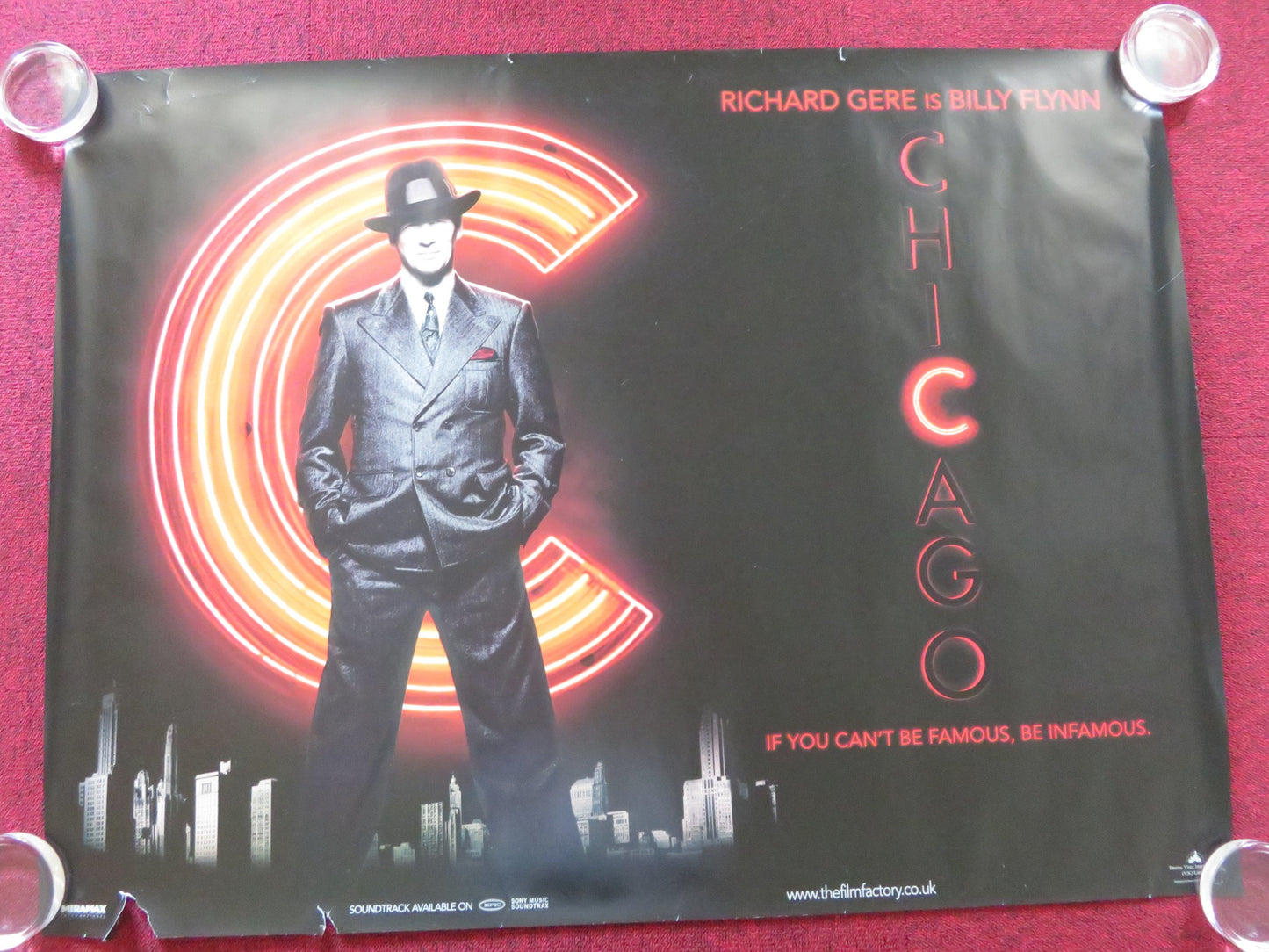 CHICAGO UK QUAD (30"x 40") ROLLED POSTER RICHARD GERE RENEE ZELLWEGER 2002