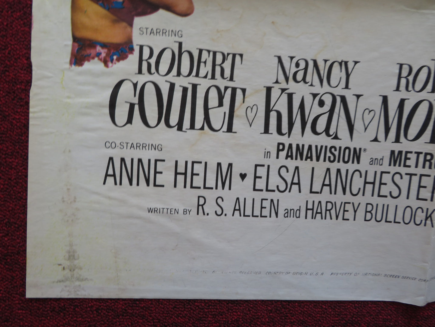 HONEYMOON HOTEL FOLDED US ONE SHEET POSTER ROBERT GOULET NANCY KWAN 1964