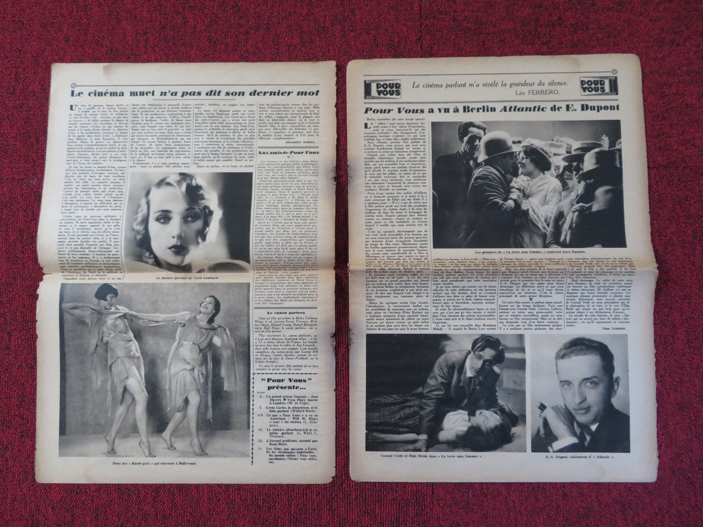 POUR VOUS CINEMA NO. 54 - FRENCH CINEMA + FILM WEEKLY NEWSPAPER DITA PARLO 1929