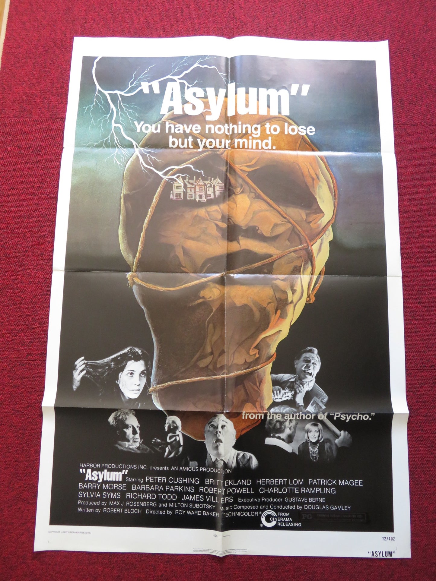 ASYLUM FOLDED US ONE SHEET POSTER PETER CUSHING BRITT EKLAND 1972