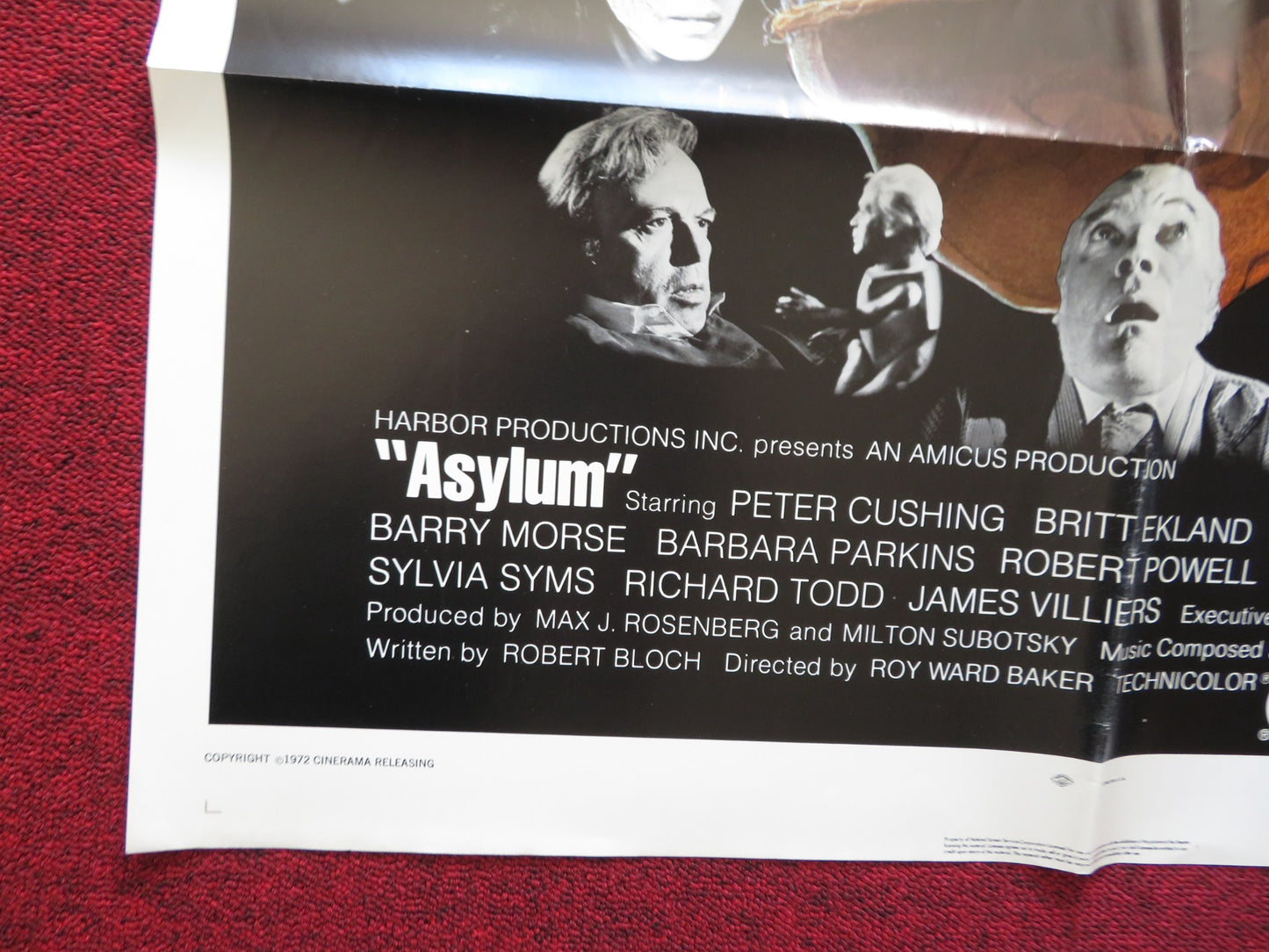 ASYLUM FOLDED US ONE SHEET POSTER PETER CUSHING BRITT EKLAND 1972