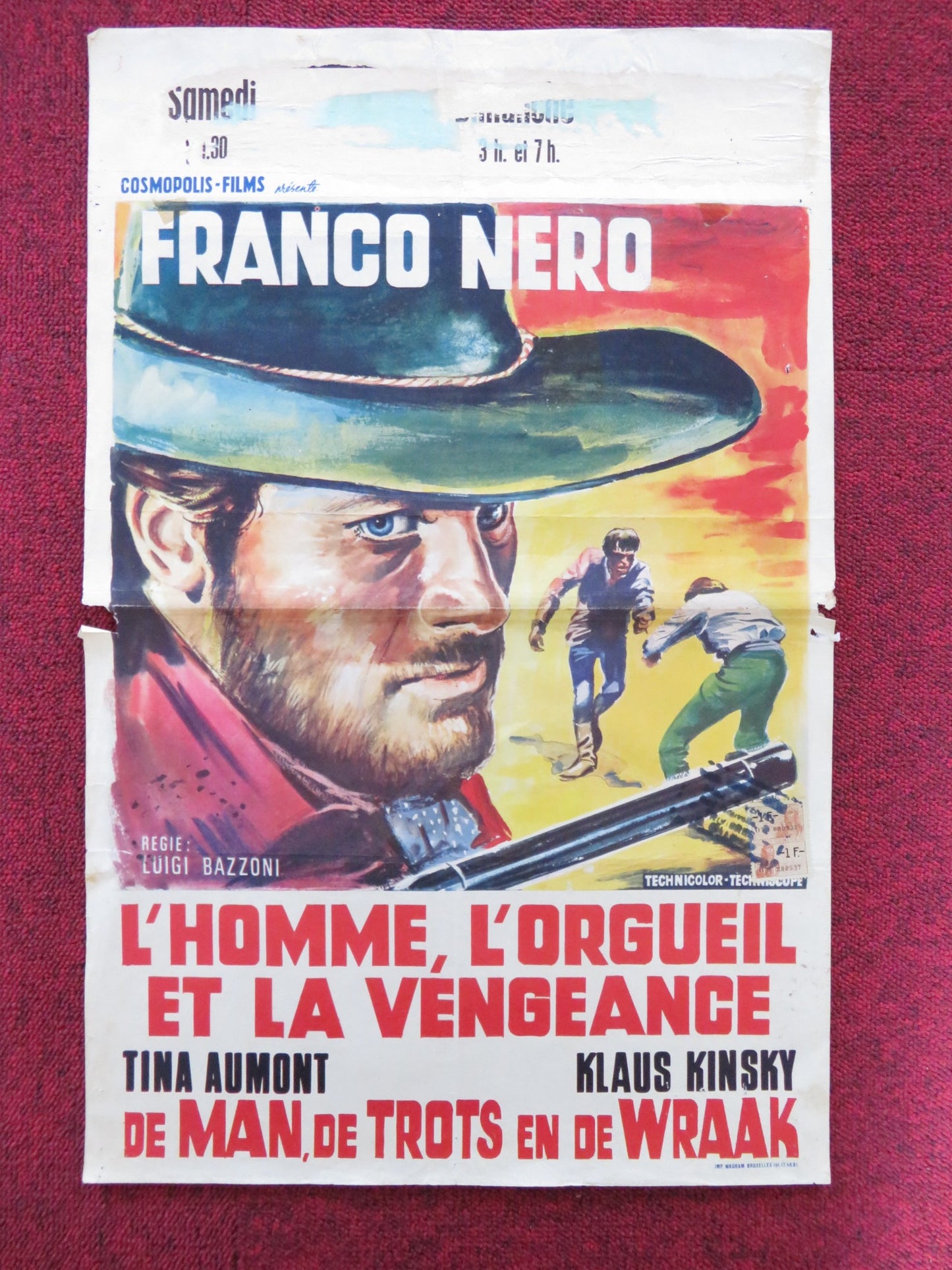 MAN, PRIDE AND VENGEANCE BELGIUM POSTER FRANCO NERO TINA AUMONT 1967