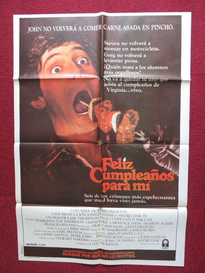 HAPPY BIRTHDAY TO ME FOLDED ARGENTINA ONE SHEET POSTER MELISSA SUE ANDERSON 1981