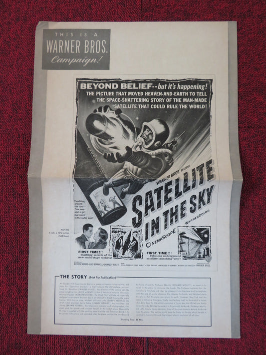 SATELLITE IN THE SKY FOLDED PRESS BOOK CUT WARNER BROS. KIERON MOORE 1956