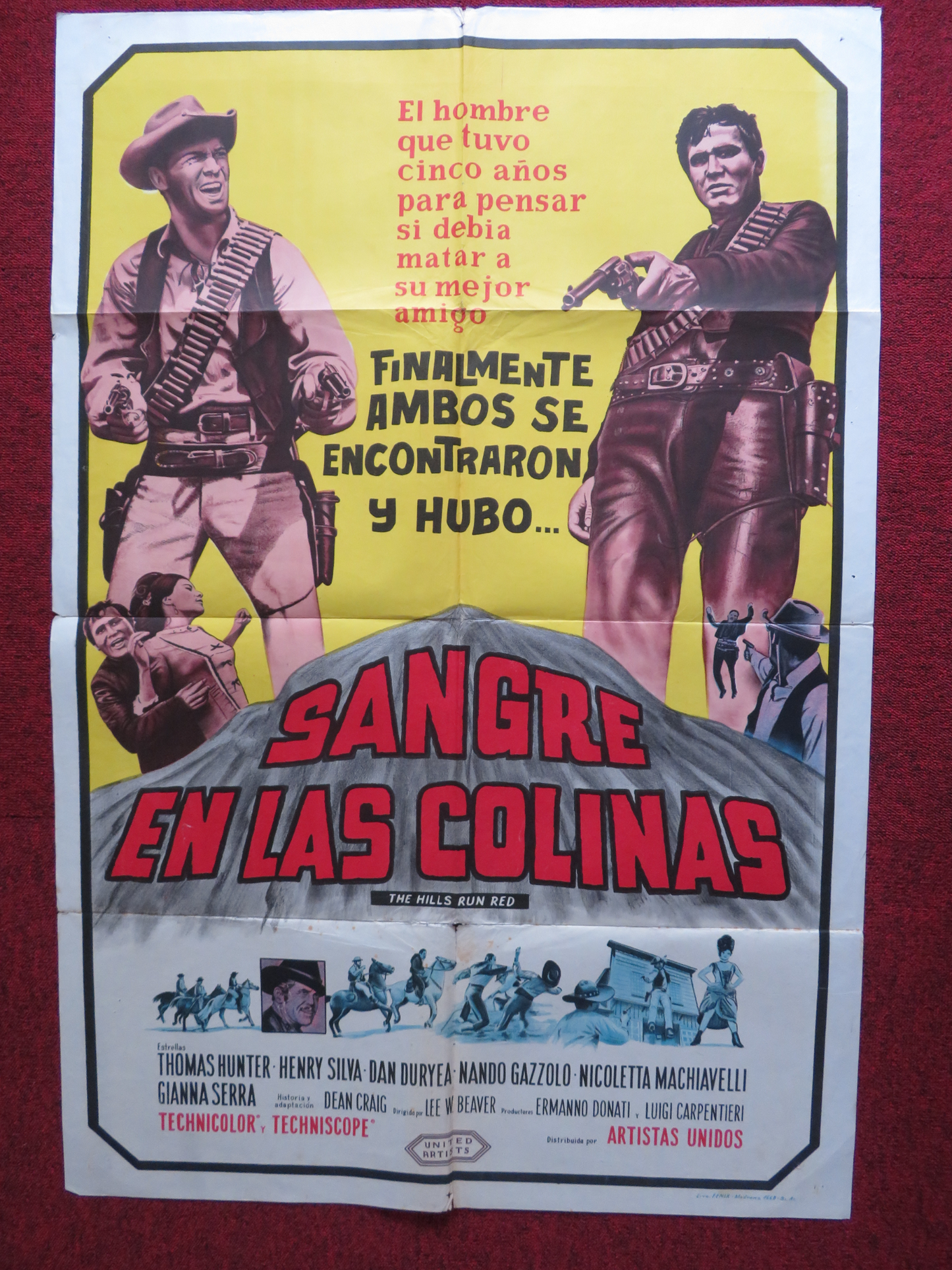 THE HILLS RUN RED FOLDED ARGENTINA ONE SHEET POSTER THOMAS HUNTER HENRY SILVA