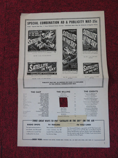 SATELLITE IN THE SKY FOLDED PRESS BOOK CUT WARNER BROS. KIERON MOORE 1956