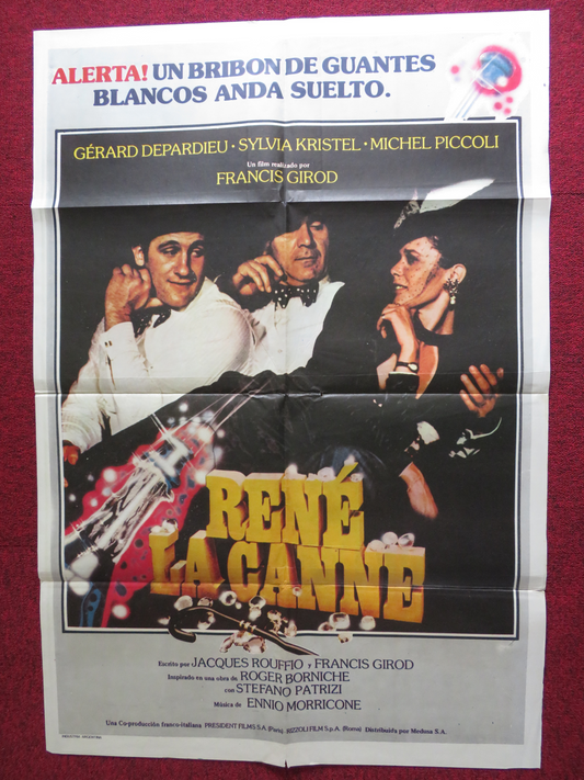 RENE LA CANE FOLDED ARGENTINA ONE SHEET POSTER GERARD DEPARDIEU SYLVIA KRISTEL