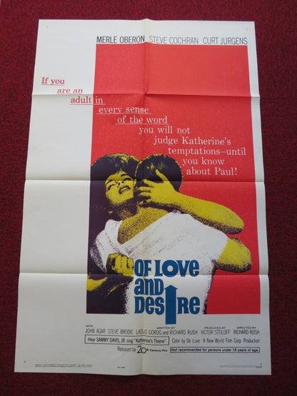 OF LOVE AND DESIRE FOLDED US ONE SHEET POSTER MERLE OBERON STEVE COCHRAN 1963