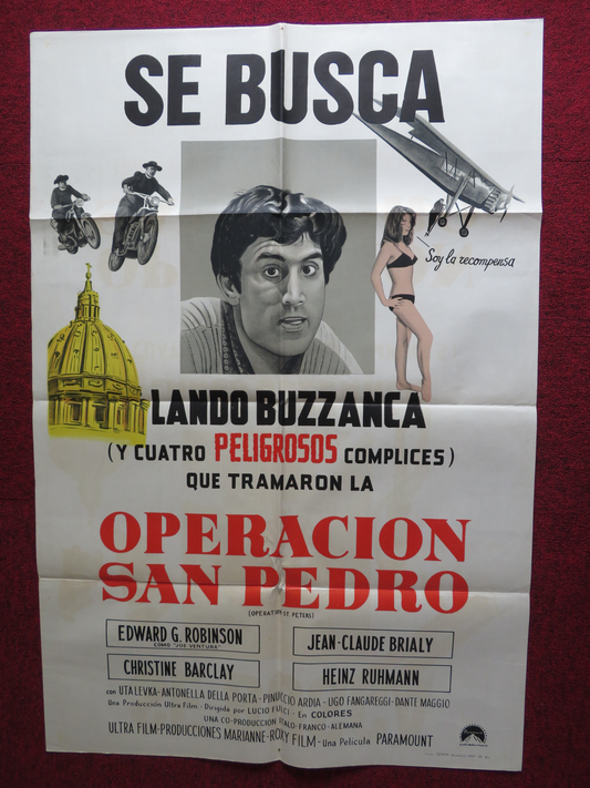 OPERATION ST. PETERS FOLDED ARGENTINA ONE SHEET POSTER LANDO BUZZANCA 1967