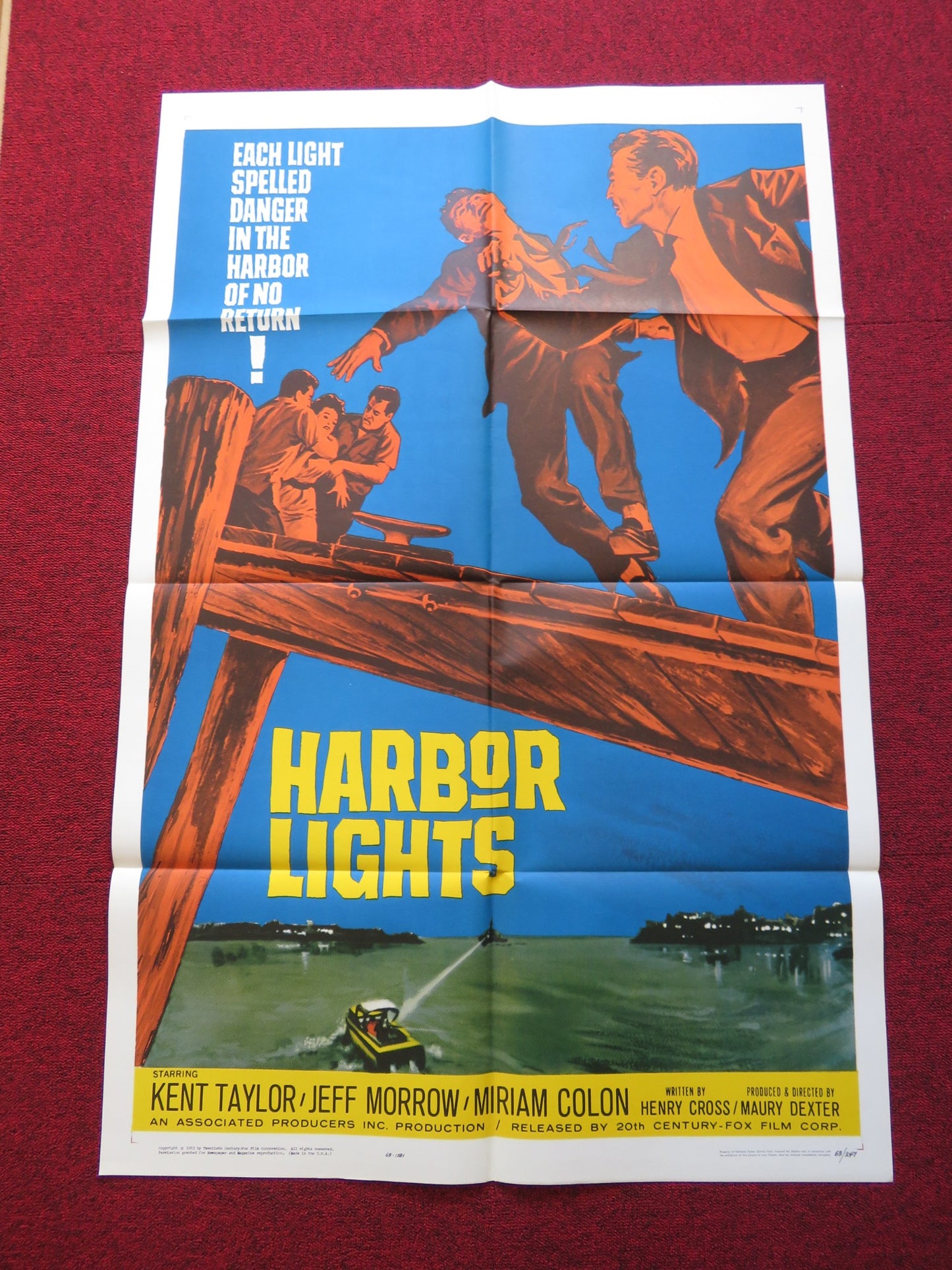 HARBOR LIGHTS FOLDED US ONE SHEET POSTER MIRIAM COLON KENT TAYLOR 1963