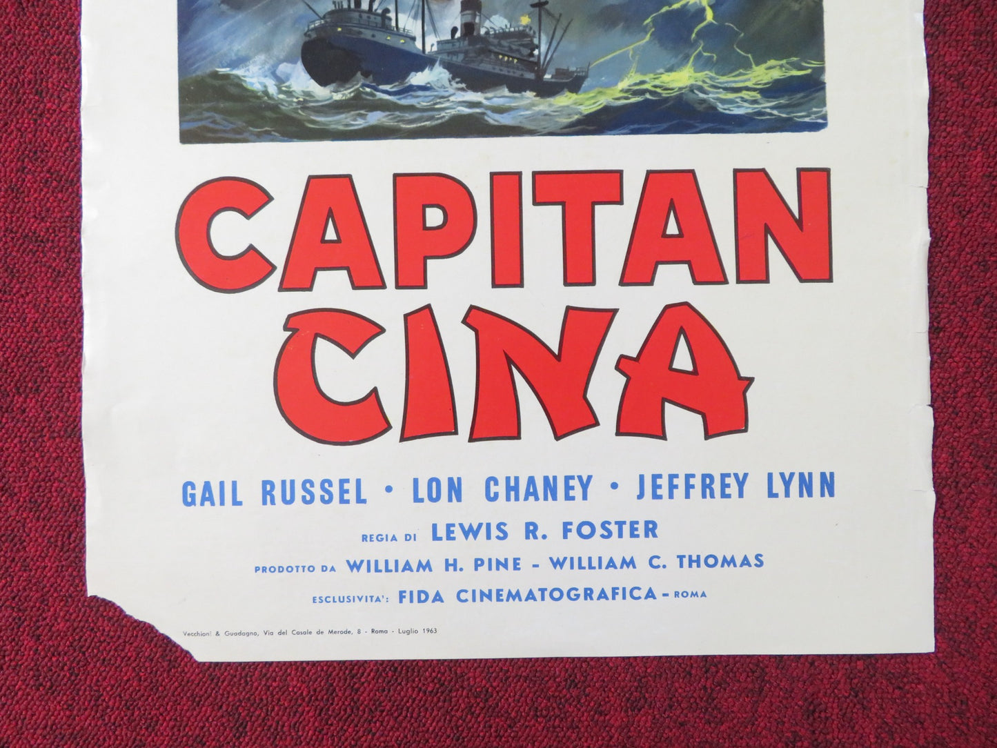 CAPITAN CINA / CAPTAIN CHINA ITALIAN LOCANDINA POSTER JOHN PAYNE G. RUSSELL 1950