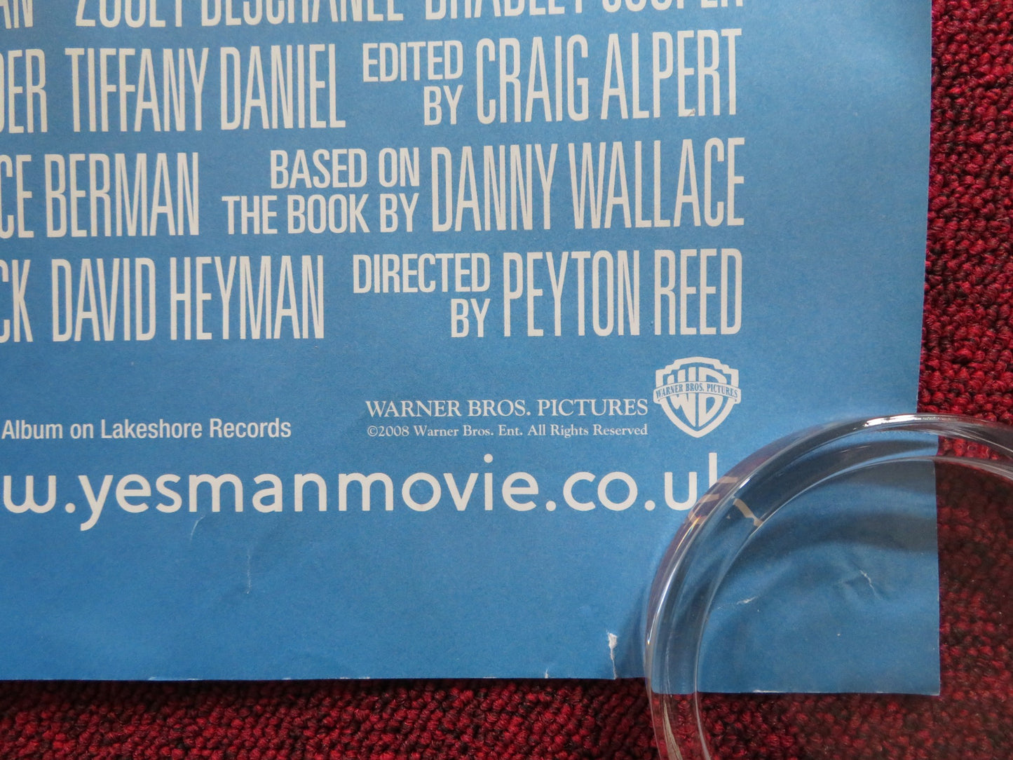 YES MAN UK QUAD (30"x 40") ROLLED POSTER JIM CARREY ZOOEY DESCHANEL 2008