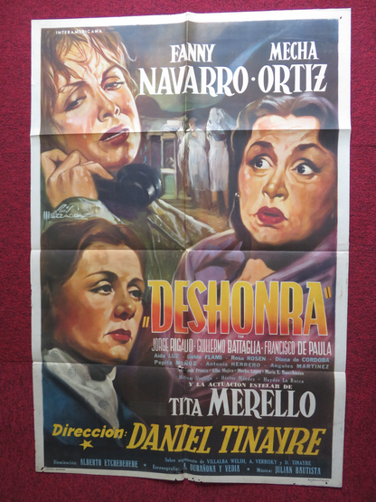 DESHONRA FOLDED ARGENTINA ONE SHEET POSTER FANNY NAVARRO MECHA ORTIZ 1952