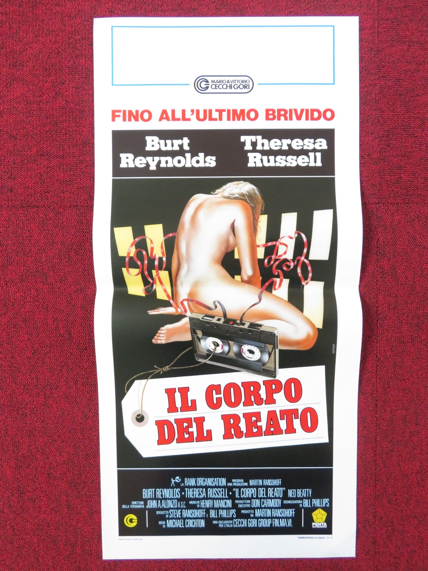 PHYSICAL EVIDENCE ITALIAN LOCANDINA POSTER BURT REYNOLDS THERESA RUSSELL 1989