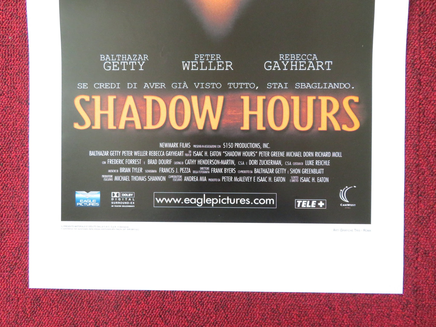 SHADOW HOURS ITALIAN LOCANDINA POSTER BALTHAZAR GETTY PETER WELLER 2000