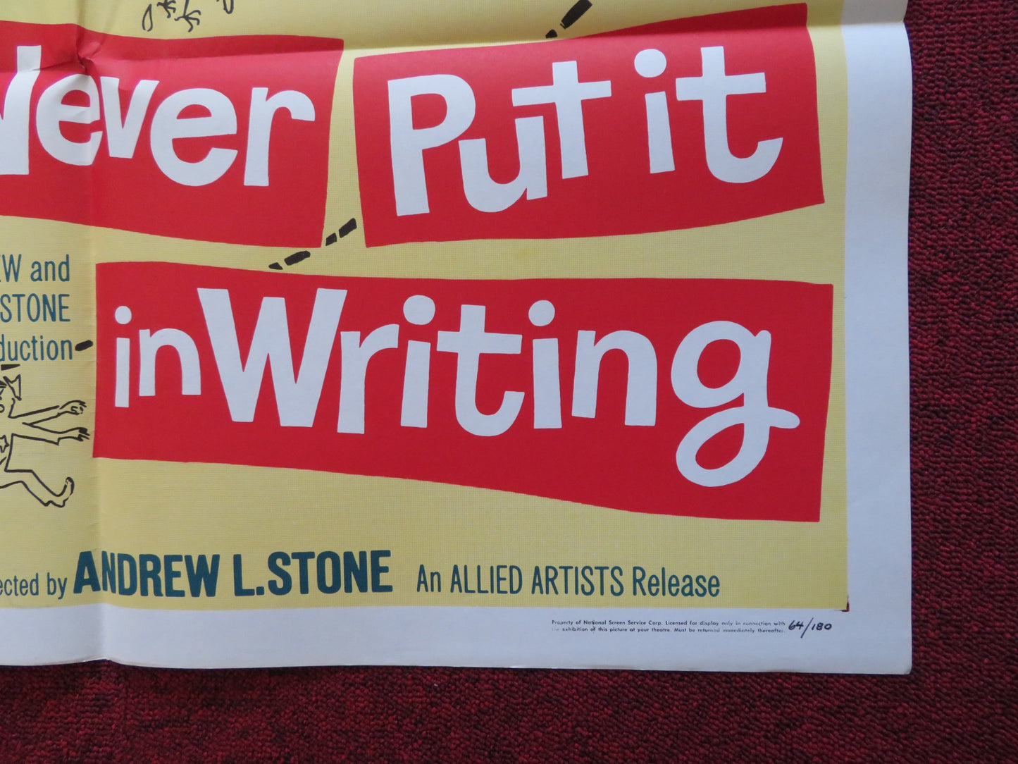 NEVER PUT IT IN WRITING FOLDED US ONE SHEET POSTER PAT BOONE 1964