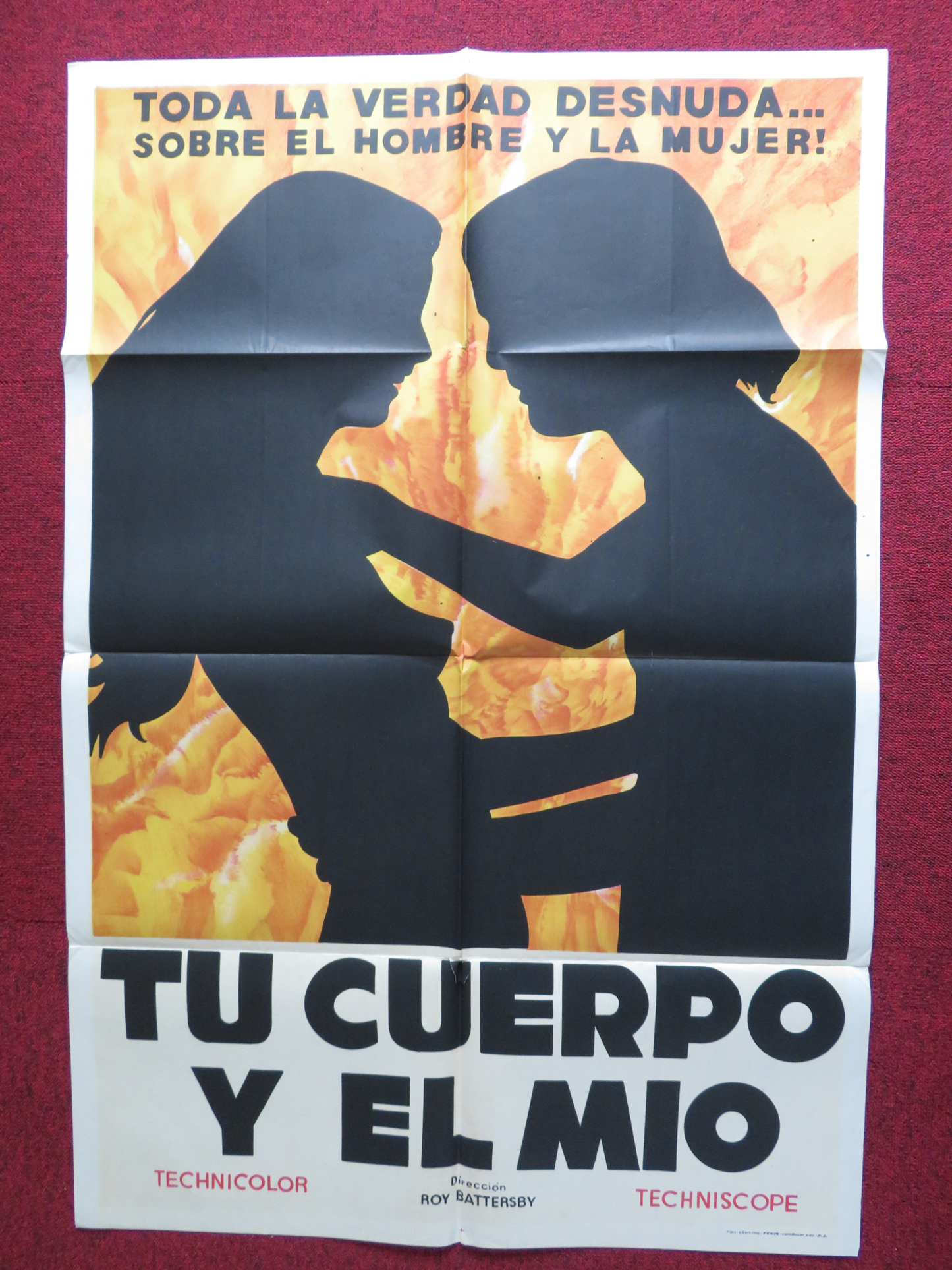 TU CUERPO Y EL MIO FOLDED ARGENTINA ONE SHEET POSTER VANESSA REDGRAVE 1970