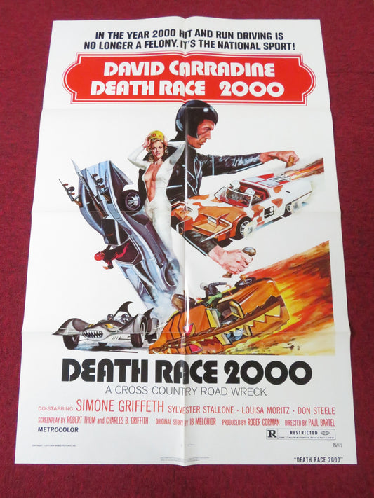 DEATH RACE 2000 FOLDED US ONE SHEET POSTER DAVID CARRADINE S. STALLONE 1975