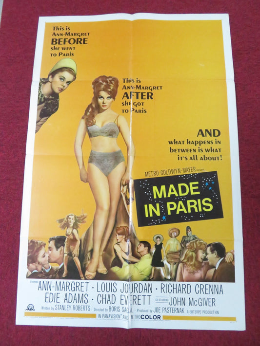 MADE IN PARIS FOLDED US ONE SHEET POSTER ANN-MARGRET LOUIS JOURDAN 1966