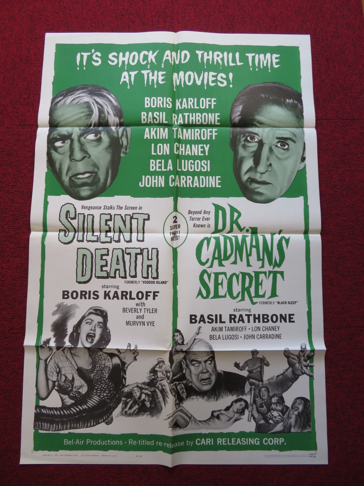 SILENT DEATH / DR.CADMAN'S SECRET DOUBLE BILL FOLDED US ONE SHEET POSTER 1963