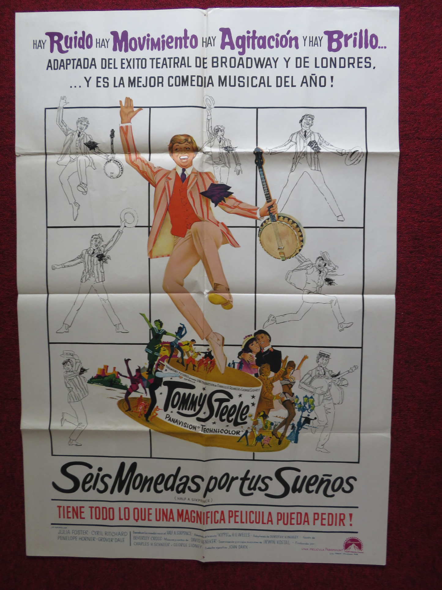 HALF A SIXPENCE FOLDED ARGENTINA ONE SHEET POSTER TOMMY STEELE JULIA FOSTER 1967