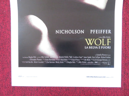 WOLF ITALIAN LOCANDINA POSTER JACK NICHOLSON MICHELLE PFEIFFER 1994