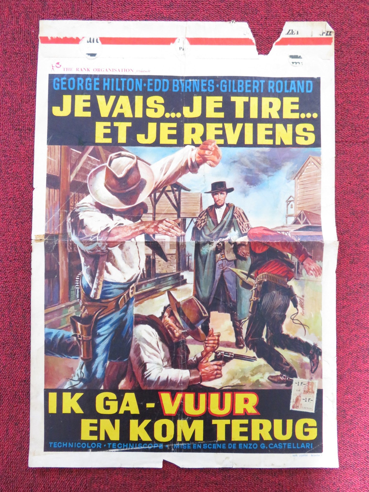 ANY GUN CAN PLAY BELGIUM POSTER GEORGE HILTON EDD BYRNES 1967