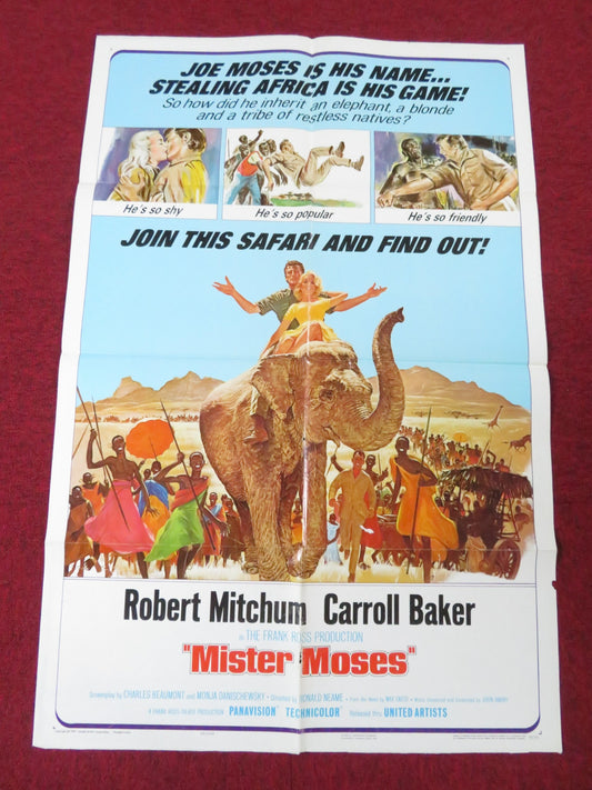 MISTER MOSES FOLDED US ONE SHEET POSTER ROBERT MITCHUM CARROLL BAKER 1965