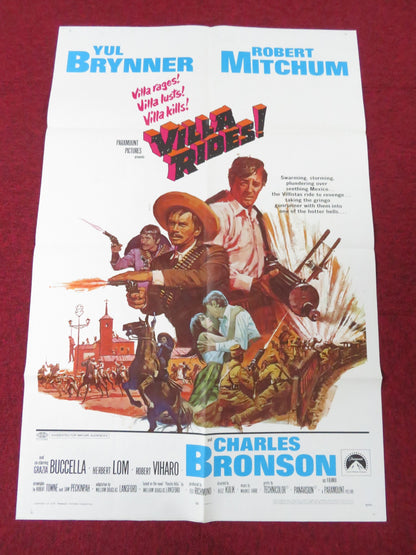 VILLA RIDES FOLDED US ONE SHEET POSTER ROBERT YUL BRYNNER ROBERT MITCHUM 1974