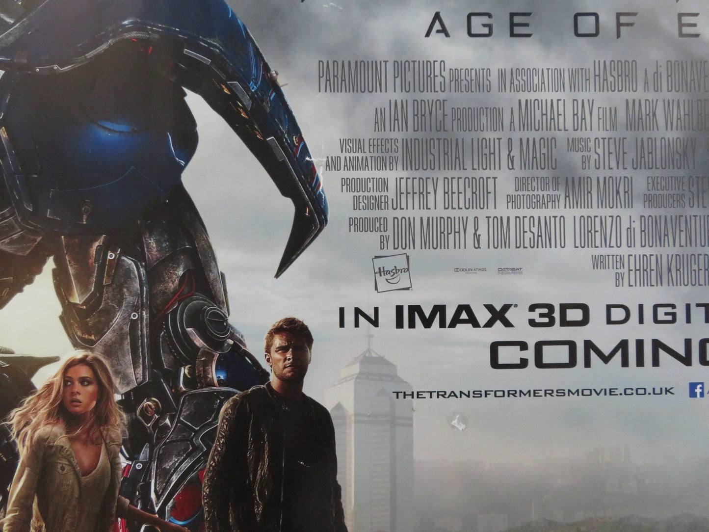 TRANSFORMERS: AGE OF EXTINCTION UK QUAD (30"x 40") ROLLED POSTER  WAHLBERG 2014