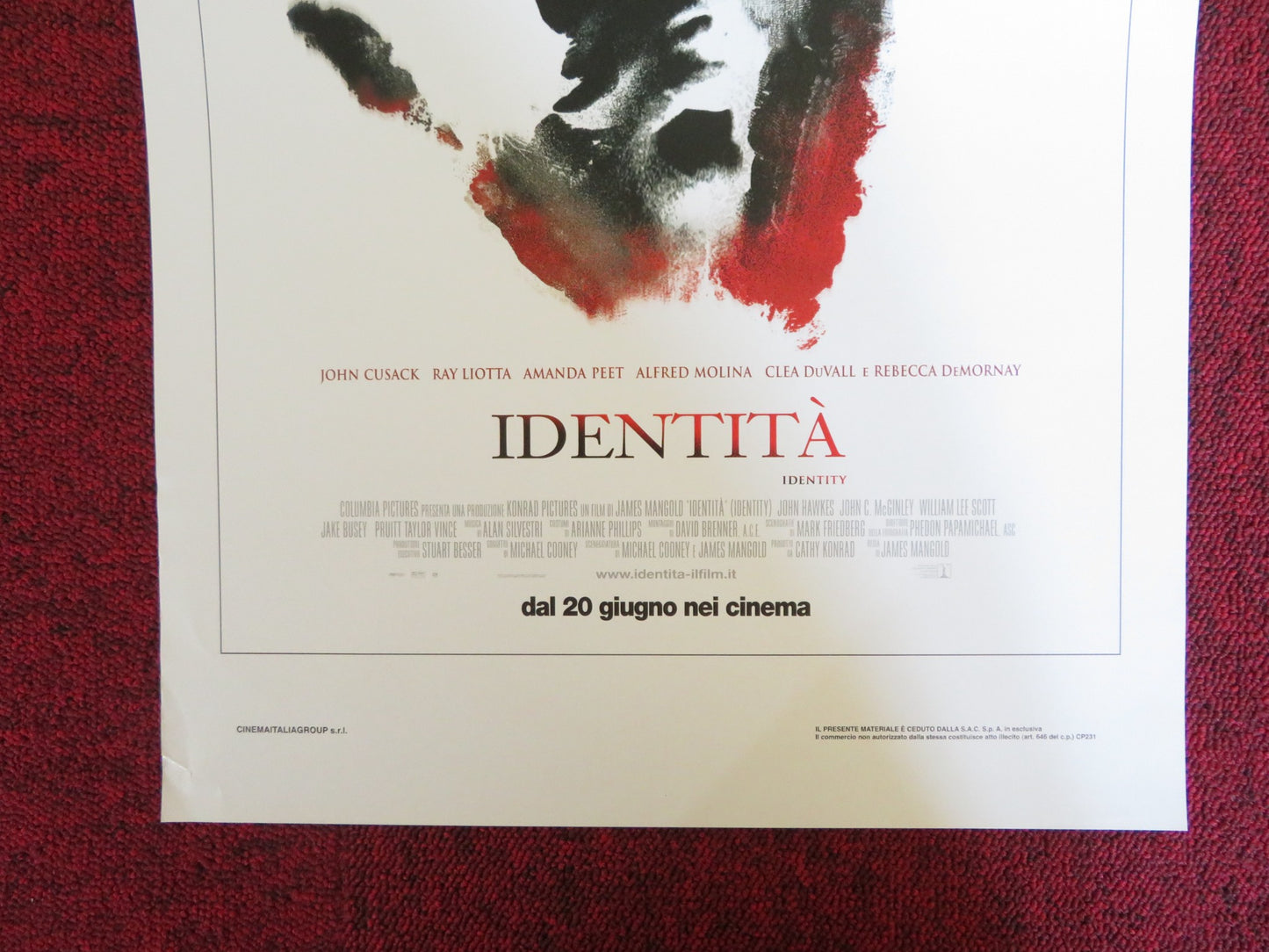 IDENTITY ITALIAN LOCANDINA POSTER JOHN CUSACK RAY LIOTTA 2003