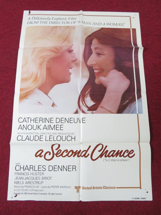 SECOND CHANCE FOLDED US ONE SHEET POSTER CATHERINE DENEUVE ANOUK AIMEE 1980