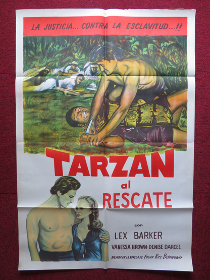 TARZAN AND THE SLAVE GIRL FOLDED ARGENTINA ONE SHEET POSTER LEX BARKER 1950