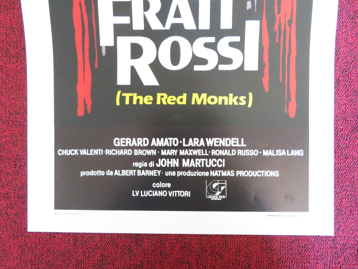 THE RED MONKS ITALIAN LOCANDINA POSTER GERADO AMATO LARA WENDELL 1989