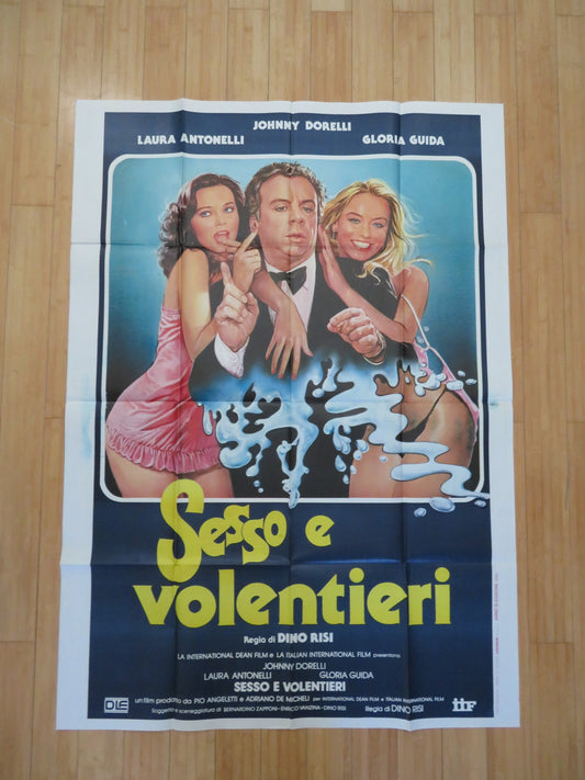 SESSO E VOLENTIERI ITALIAN 2 FOGLIO POSTER JOHNNY DORELLI LAURA ANTONELLI  1982