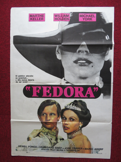 FEDORA FOLDED ARGENTINA ONE SHEET POSTER HENRY FONDA MICHAEL YORK 1978