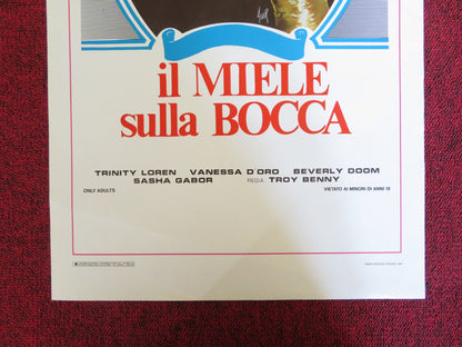 IL MIELE SULLA BOCCA ITALIAN LOCANDINA POSTER TRINITY LOREN VANESSA D'ORO 1986