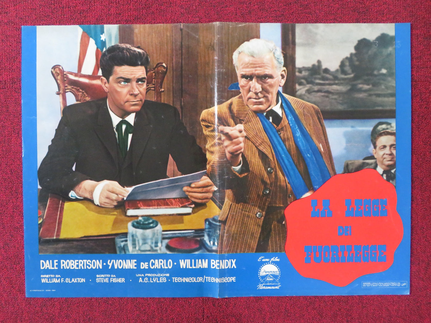 LAW OF THE LAWLESS - C ITALIAN FOTOBUSTA POSTER DALE ROBERTSON Y. DECARLO 1964