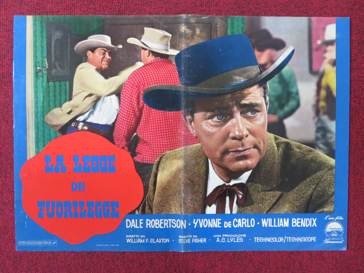 LAW OF THE LAWLESS - D ITALIAN FOTOBUSTA POSTER DALE ROBERTSON Y. DECARLO 1964