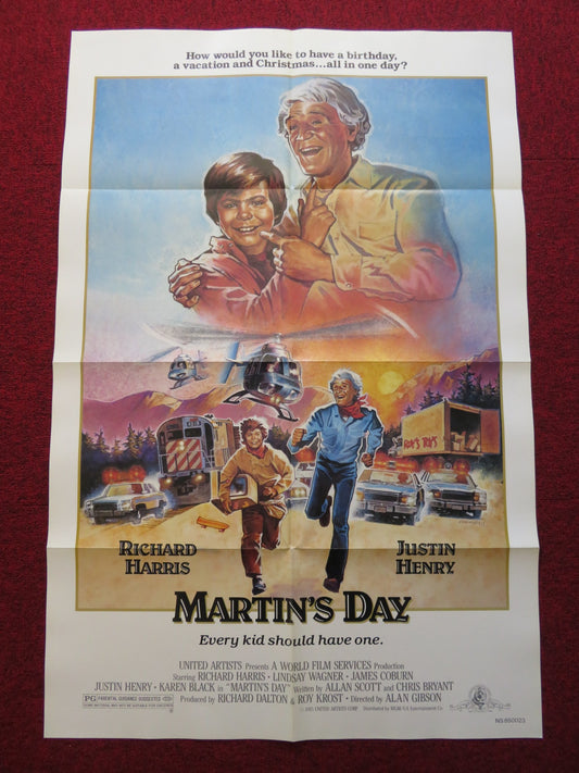 MARTIN'S DAY FOLDED US ONE SHEET POSTER RICHARD HARRIS JUSTIN HENRY 1985