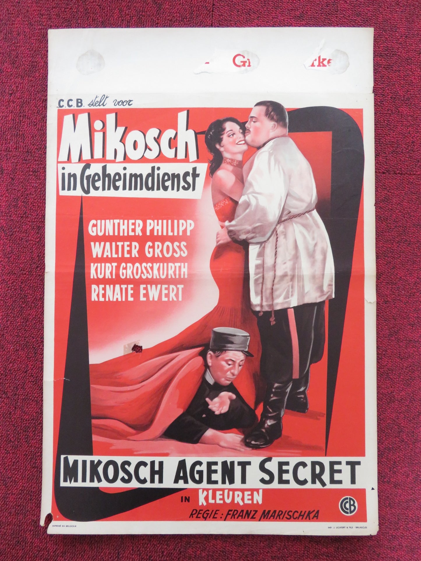 MIKOSCH, DER STOLZ DER KOMPANIE BELGIUM POSTER GUNTHER PHILLIPP W. GROSS 1958