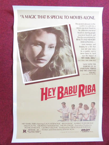 HEY BABU RIBA US ONE SHEET ROLLED POSTER GALA VIDENOVIC RELJA BASIC 1985