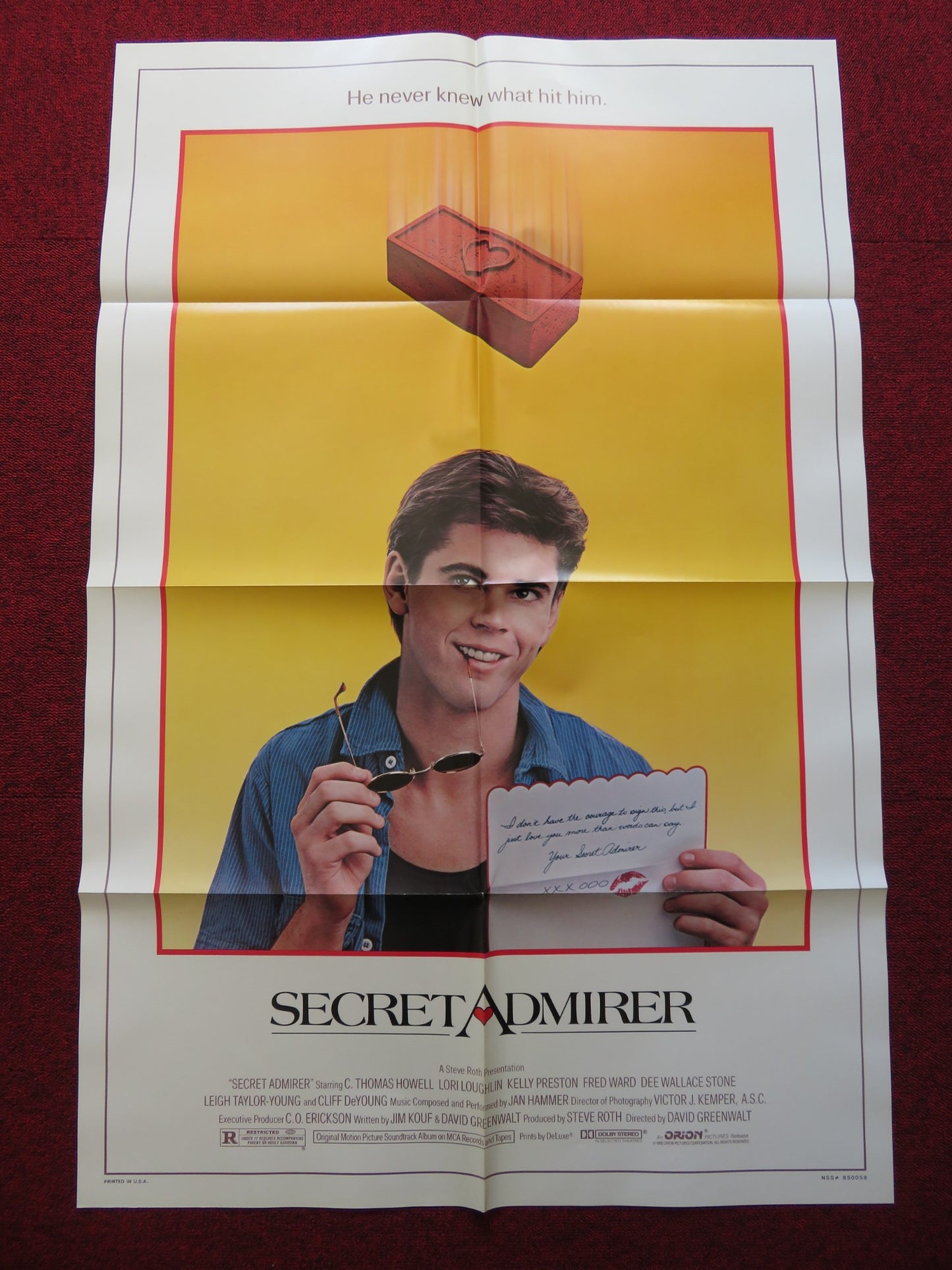 SECRET ADMIRER FOLDED US ONE SHEET POSTER C.THOMAS HOWELL LORI LOUHLIN 1985