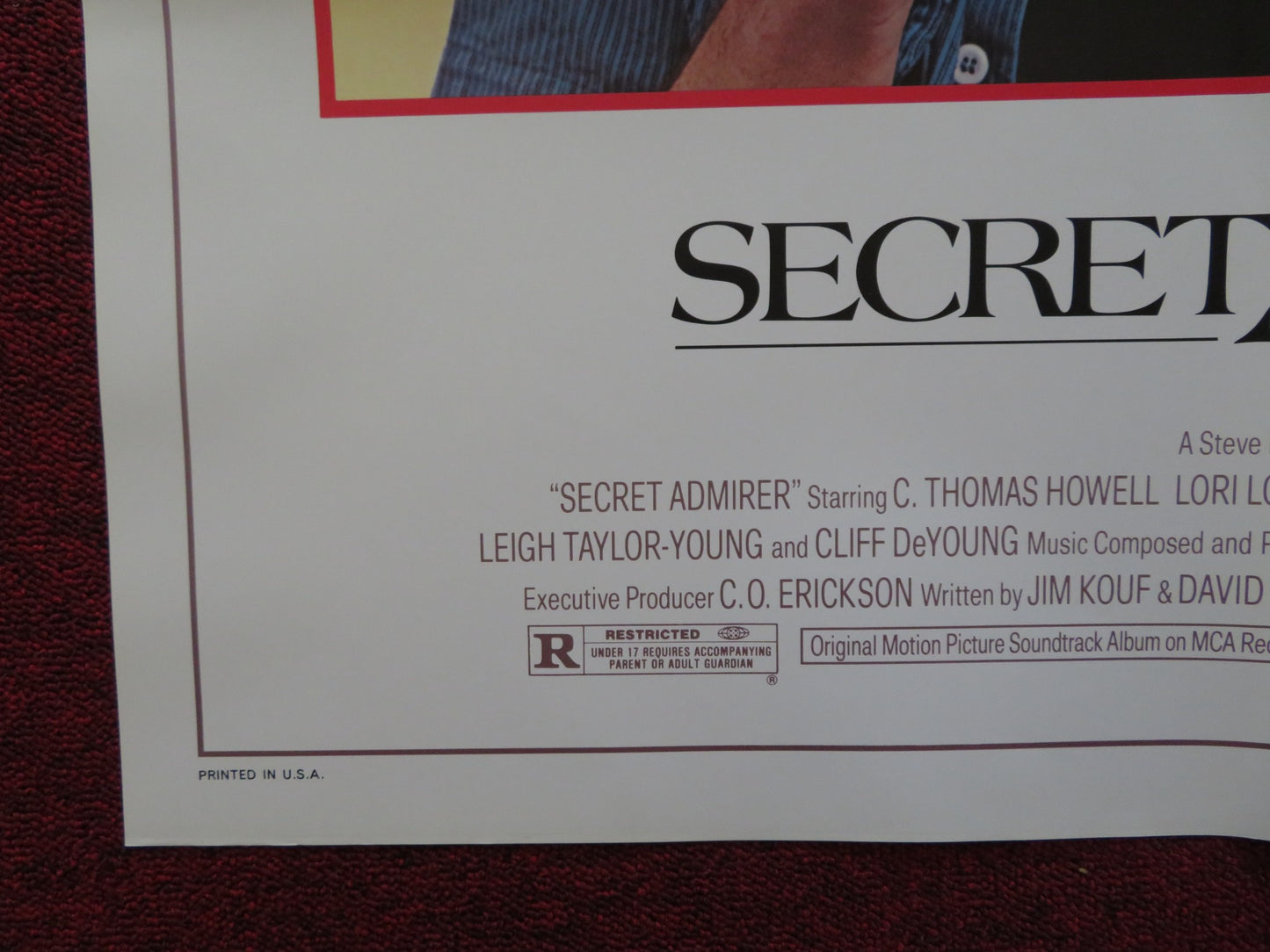 SECRET ADMIRER FOLDED US ONE SHEET POSTER C.THOMAS HOWELL LORI LOUHLIN 1985