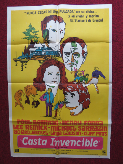 SOMETIMES A GREAT NOTION FOLDED ARGENTINA ONE SHEET POSTER P. NEWMAN FONDA '71