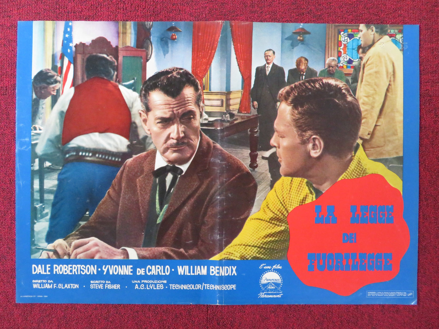 LAW OF THE LAWLESS - I ITALIAN FOTOBUSTA POSTER DALE ROBERTSON Y. DECARLO 1964