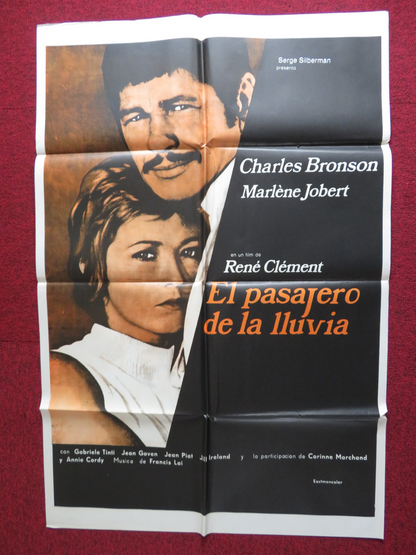 RIDER ON THE RAIN FOLDED ARGENTINA ONE SHEET POSTER CHARLES BRONSON 1970