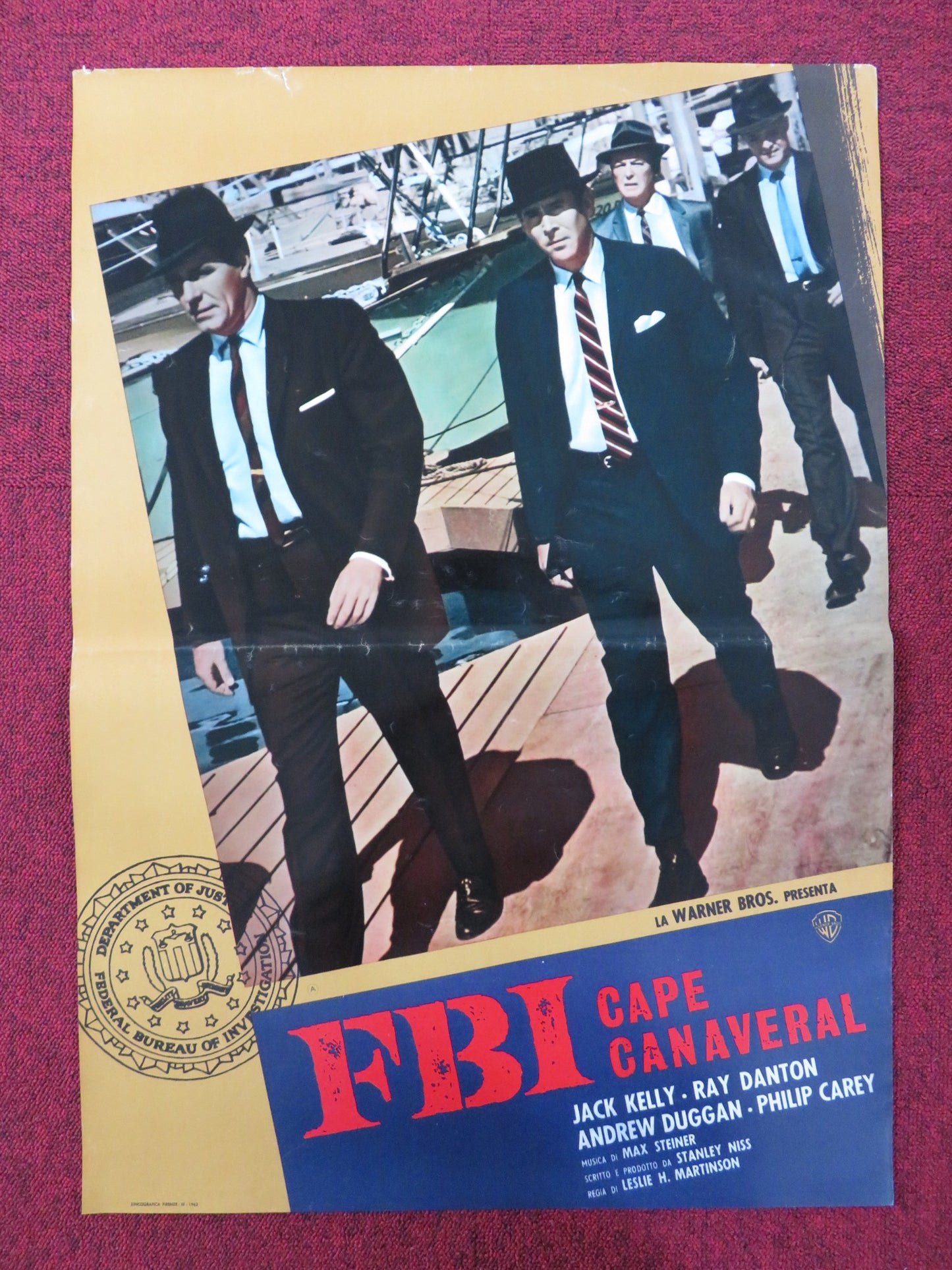 FBI CAPE CANAVERAL - B ITALIAN FOTOBUSTA POSTER JACK KELLY RAY DANTON 1963